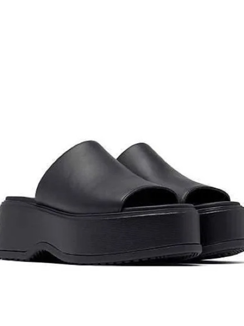 Sorel Black Platform Slide Sandals with Open Toe